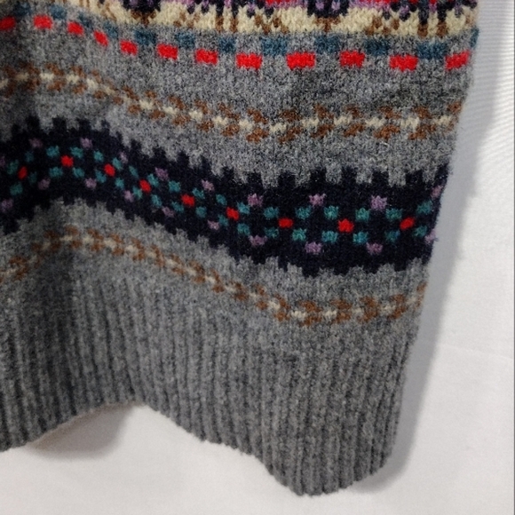 J. Crew 100% Lambswool Patterned Sweater Men's L Gray Boho Retro 90s Y2K Casual - Picture 4 of 8
